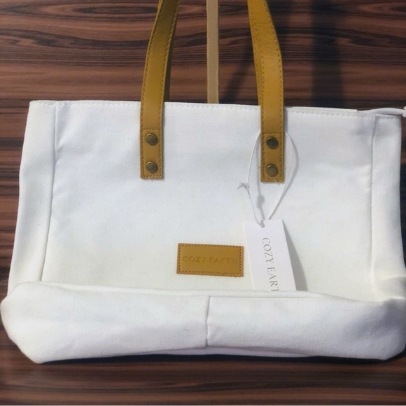 Cozy Earth Canvas & Faux Leather Reusable Tote Bag - Picture 7 of 8